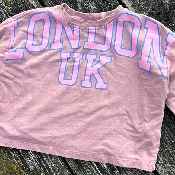 Zara‎ Baby Girl Mauve London UK Graphic Long Sleeve Tee 6-9M 74cm Cotton - Picture 3 of 5